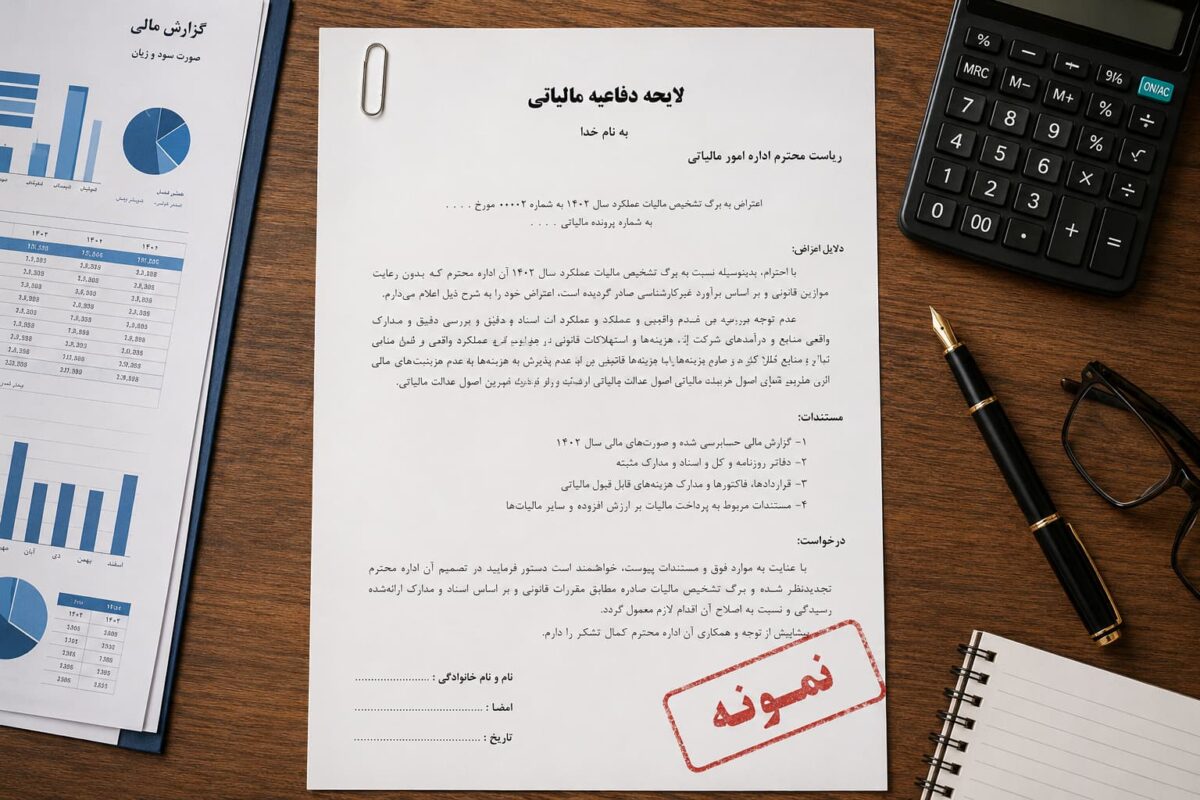 نمونه لایحه دفاعیه مالیاتی